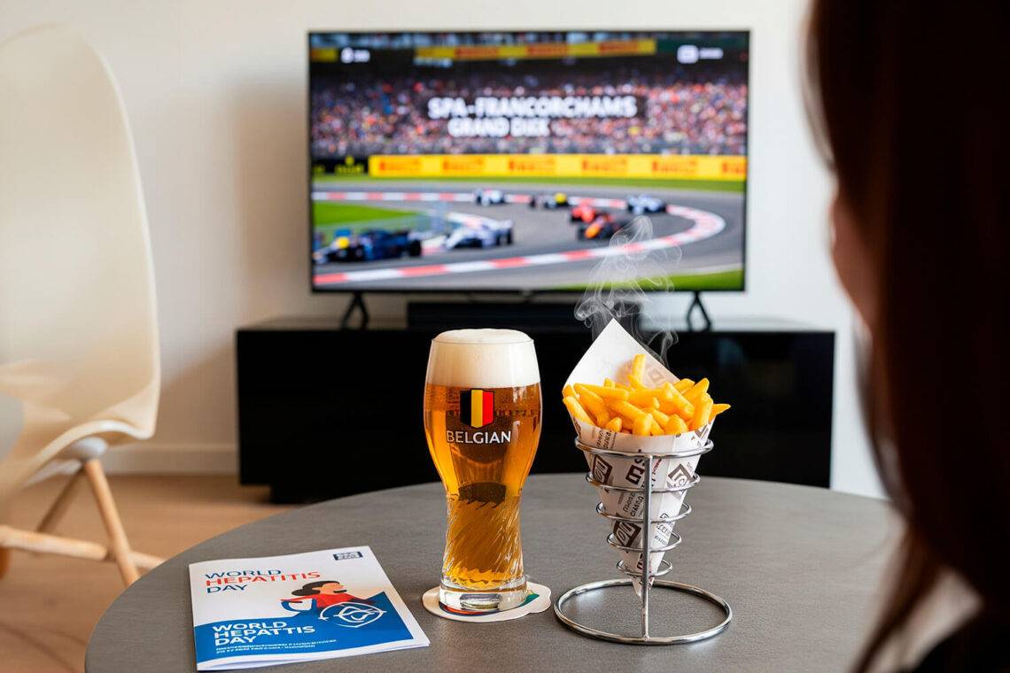 Tour de France, Grand Prix de Spa, World Hepatitis Day, frite belge et bière réunis dans une semaine emblématique pour la santé, le sport et le patrimoine belge.