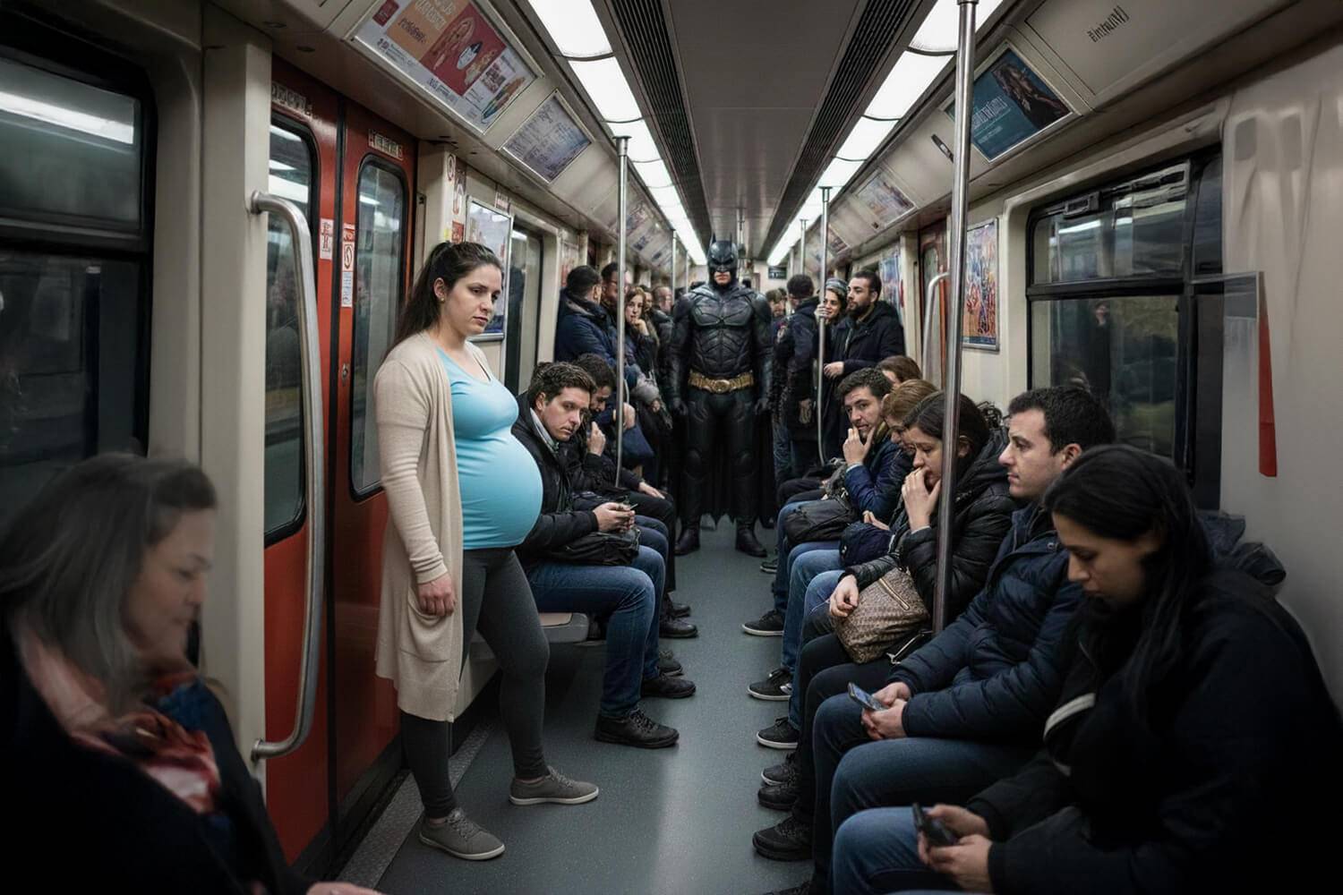 Étude quasi-expérimentale sur l'effet Batman dans le métro de Milan évaluant l'influence d'un super-héros sur le comportement prosocial (céder sa place à une femme enceinte).