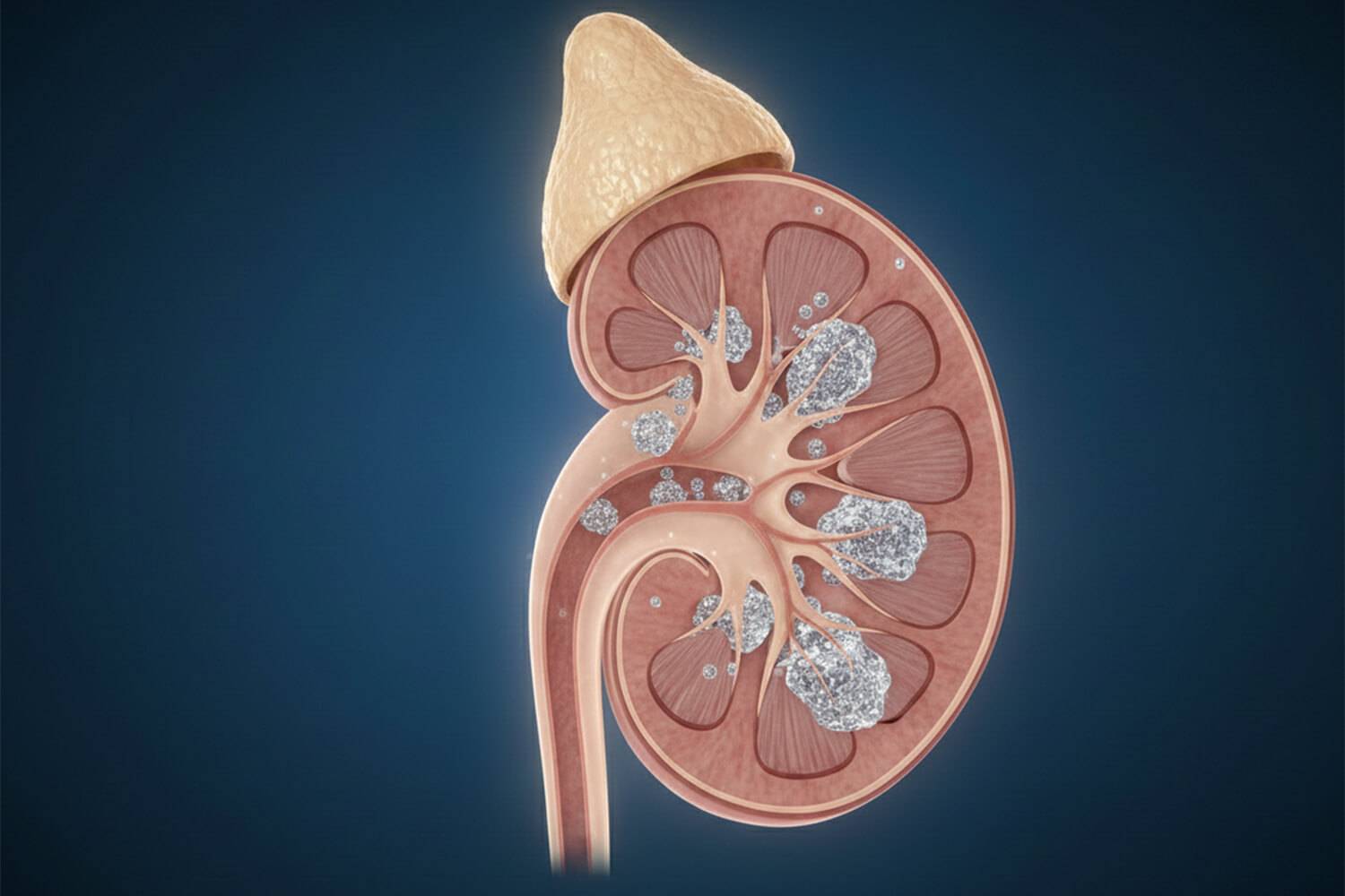 Ontdekking van bacteriën en bacteriële biofilms geïntegreerd in de structuur van calciumoxalaat-nierstenen.