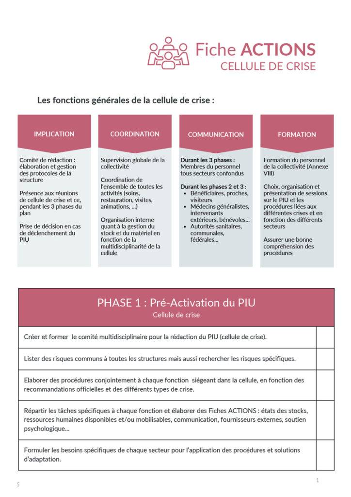 Fiche Actions cellule de crise