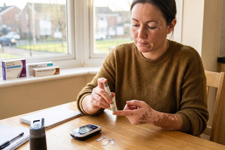Onderzoek naar het verband tussen glykemische controle en huidziekten: de impact van een verhoogd HbA1c op het risico op de auto-immuunziekte vitiligo.