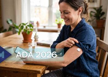 Diabétologie et technologies médicales&nbsp;: illustration du congrès ADA 2026 à La Nouvelle-Orléans mettant en évidence l'efficacité de la mesure en continu du glucose (MCG) sur le taux d'HbA1c et le temps dans la cible chez les patients diabétiques de type 2 non insulinodépendants.