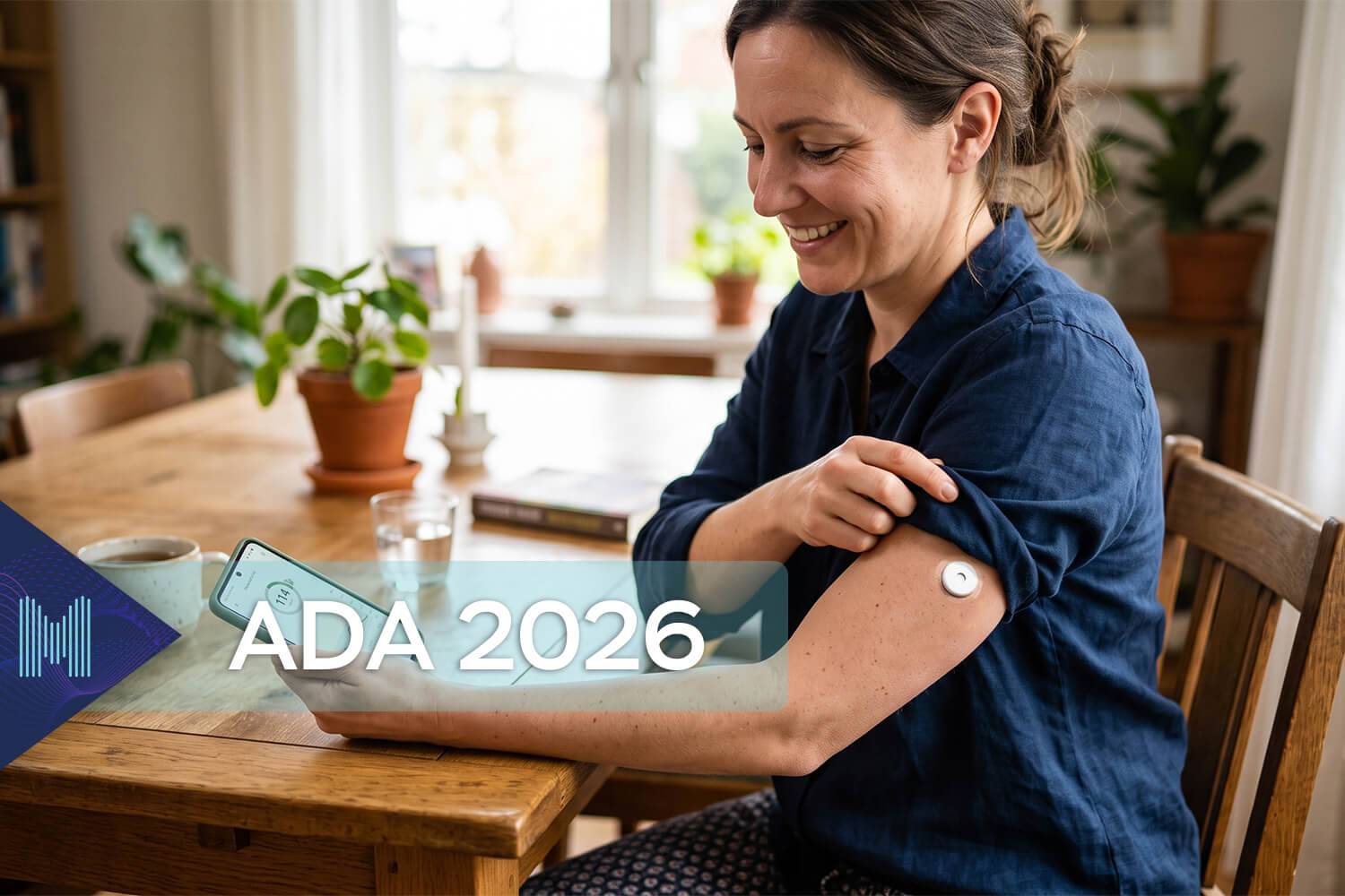 Diabétologie et technologies médicales&nbsp;: illustration du congrès ADA 2026 à La Nouvelle-Orléans mettant en évidence l'efficacité de la mesure en continu du glucose (MCG) sur le taux d'HbA1c et le temps dans la cible chez les patients diabétiques de type 2 non insulinodépendants.